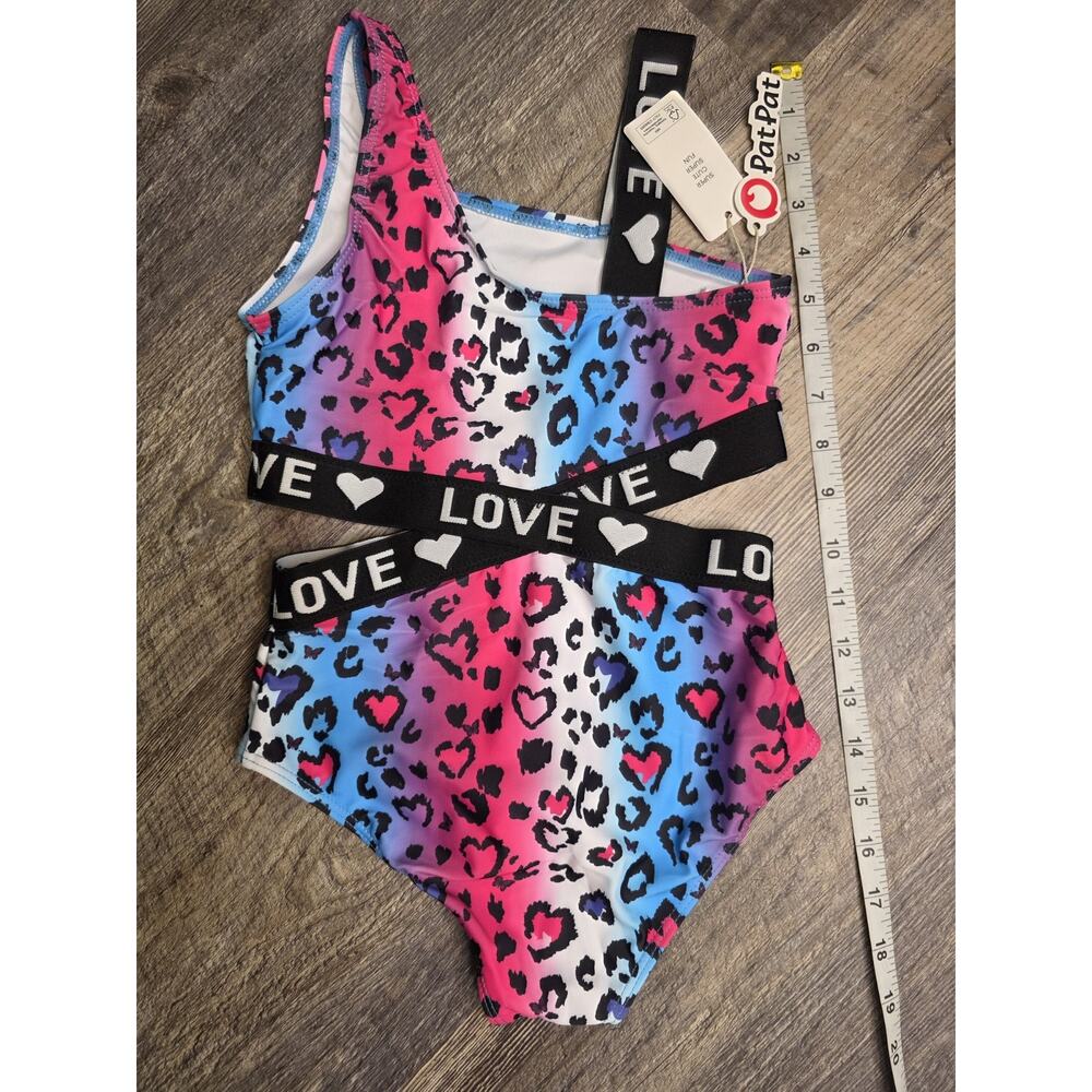 PatPat Girls Swimsuit Size 7-8Y Pink Blue Ombre Leopard Cutout One Piece NWT - Picture 2 of 4